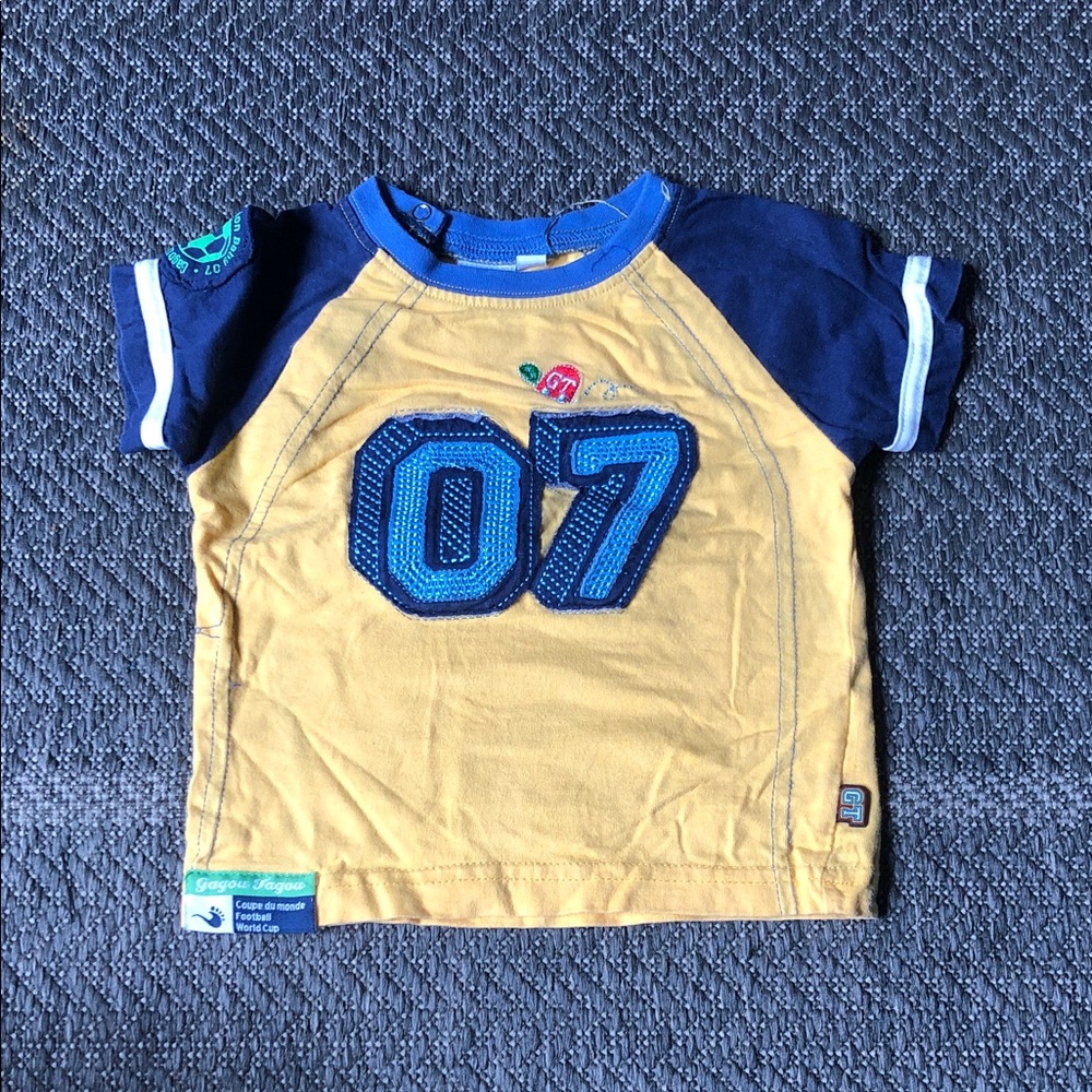 Boys Yellow & Navy '07 Raglan Short Sleeve Tee